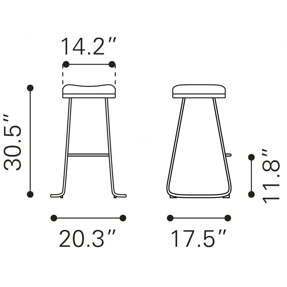 BARSTOOL ZUO BREE 101265 | Bar & Kitchen Stool | Gold & White | 100% Polyurethane | Faux Leather | Inside | Interior Bar Restaurant Cafetería Food Court Bar Breakfast Kitchen Bistro
