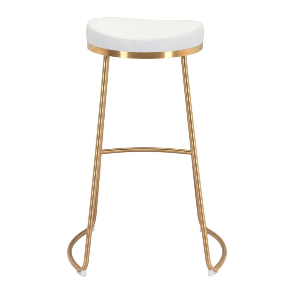 BARSTOOL ZUO BREE 101265 | Bar & Kitchen Stool | Gold & White | 100% Polyurethane | Faux Leather | Inside | Interior Bar Restaurant Cafetería Food Court Bar Breakfast Kitchen Bistro