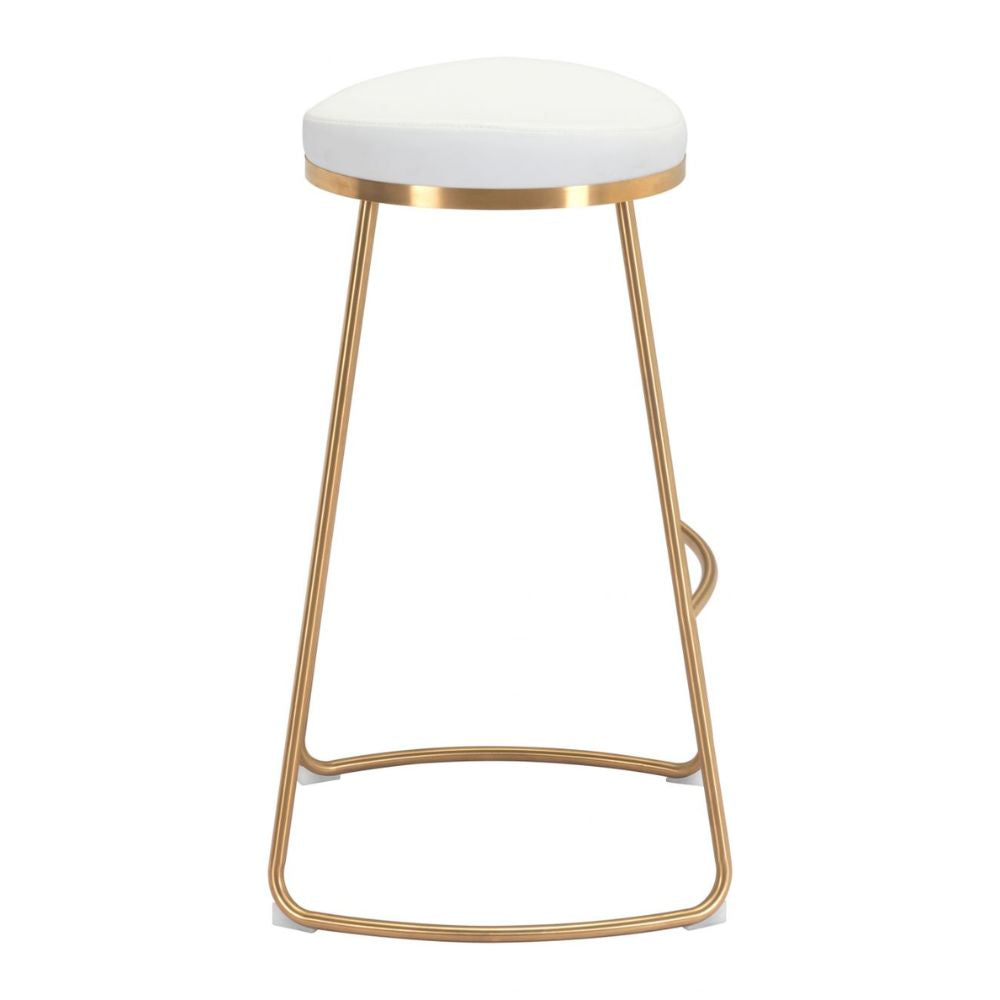 BARSTOOL ZUO BREE 101265 | Bar & Kitchen Stool | Gold & White | 100% Polyurethane | Faux Leather | Inside | Interior Bar Restaurant Cafetería Food Court Bar Breakfast Kitchen Bistro