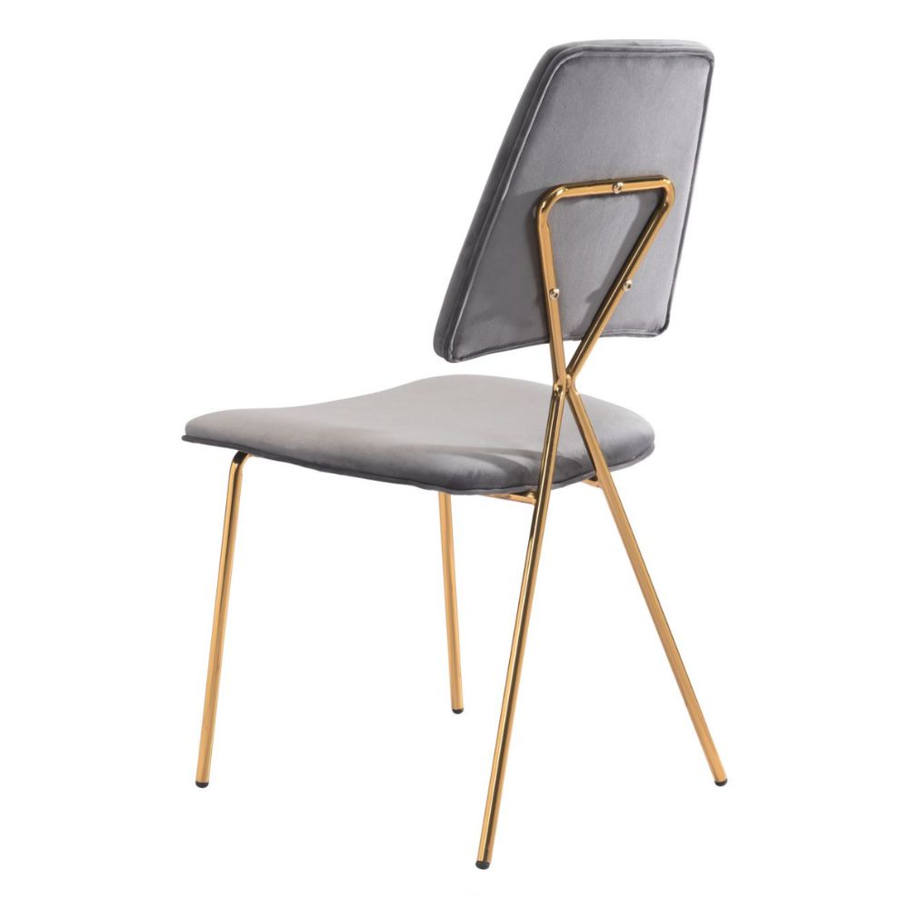 CHAIR ZUO CHLOE 101463 | Dining Chair | Gold Gray | 100% Polyester | Fabric, Velvet | Inside | Use Interior Department Room Department Accommodation Studio Decoration Interiors Home Habitacion Dinner Room