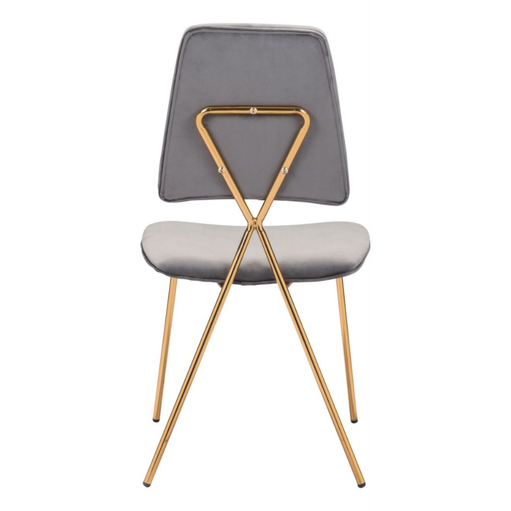 CHAIR ZUO CHLOE 101463 | Dining Chair | Gold Gray | 100% Polyester | Fabric, Velvet | Inside | Use Interior Department Room Department Accommodation Studio Decoration Interiors Home Habitacion Dinner Room