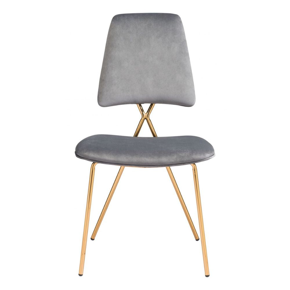 CHAIR ZUO CHLOE 101463 | Dining Chair | Gold Gray | 100% Polyester | Fabric, Velvet | Inside | Use Interior Department Room Department Accommodation Studio Decoration Interiors Home Habitacion Dinner Room