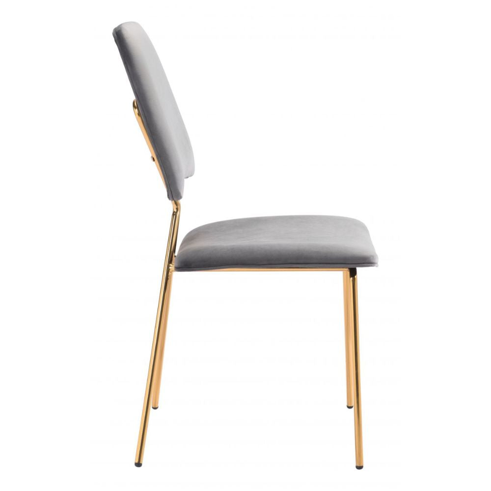CHAIR ZUO CHLOE 101463 | Dining Chair | Gold Gray | 100% Polyester | Fabric, Velvet | Inside | Use Interior Department Room Department Accommodation Studio Decoration Interiors Home Habitacion Dinner Room