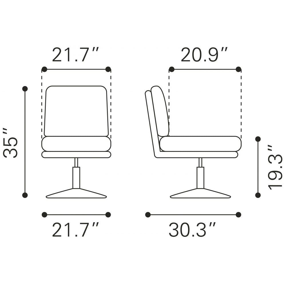 CHAIR ZUO RORY 102056 | Accent Chair | Gray Chrome | 100% Polyurethane | Faux Leather | Inside | Armchair Sofa Recliner Armchair Divan Upholstered Seat Living Room Home Home Waiting Room Office Living Room