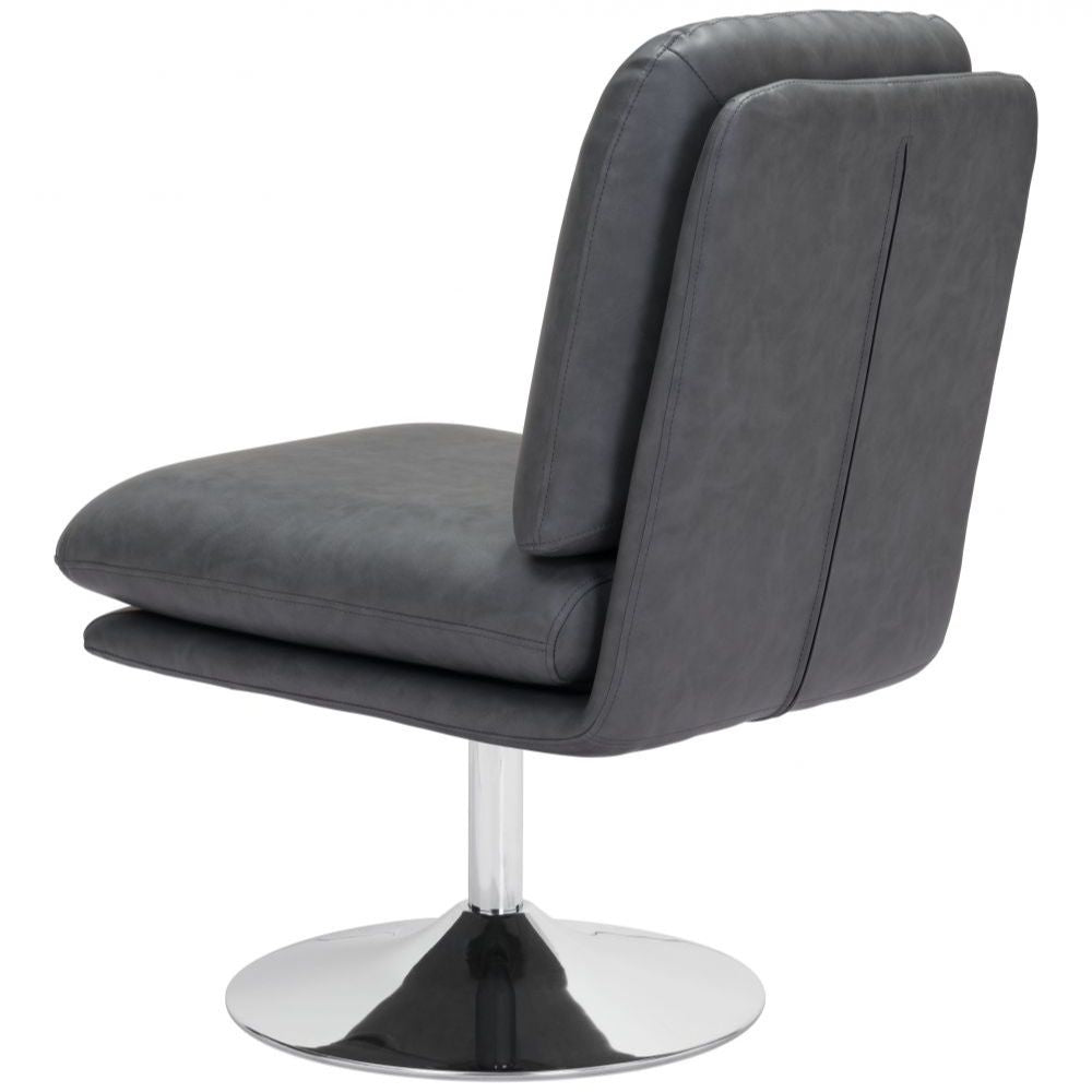 CHAIR ZUO RORY 102056 | Accent Chair | Gray Chrome | 100% Polyurethane | Faux Leather | Inside | Armchair Sofa Recliner Armchair Divan Upholstered Seat Living Room Home Home Waiting Room Office Living Room