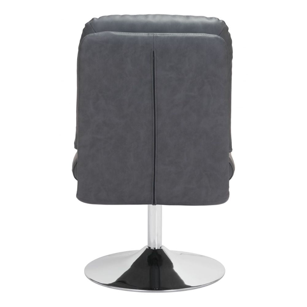 CHAIR ZUO RORY 102056 | Accent Chair | Gray Chrome | 100% Polyurethane | Faux Leather | Inside | Armchair Sofa Recliner Armchair Divan Upholstered Seat Living Room Home Home Waiting Room Office Living Room