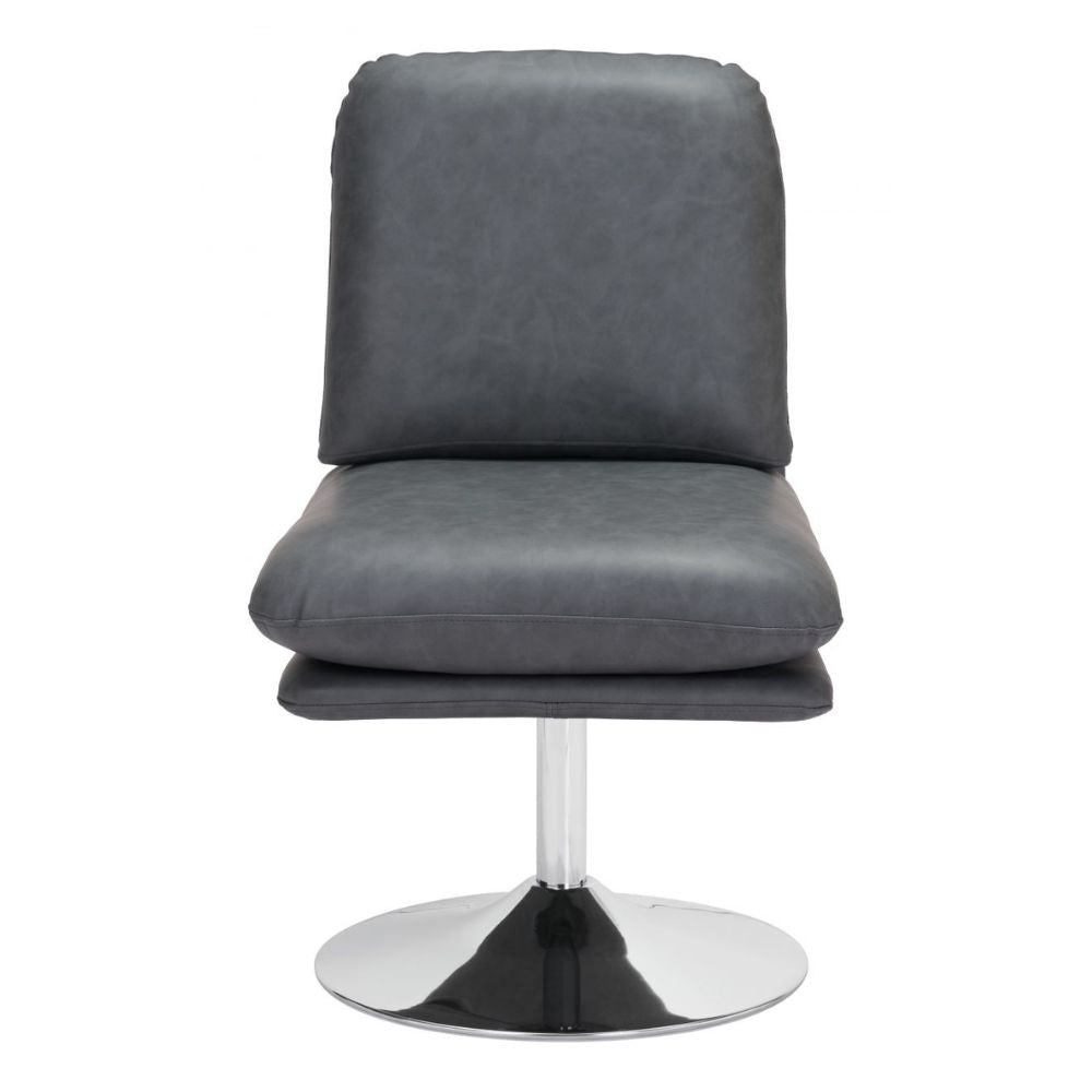 CHAIR ZUO RORY 102056 | Accent Chair | Gray Chrome | 100% Polyurethane | Faux Leather | Inside | Armchair Sofa Recliner Armchair Divan Upholstered Seat Living Room Home Home Waiting Room Office Living Room