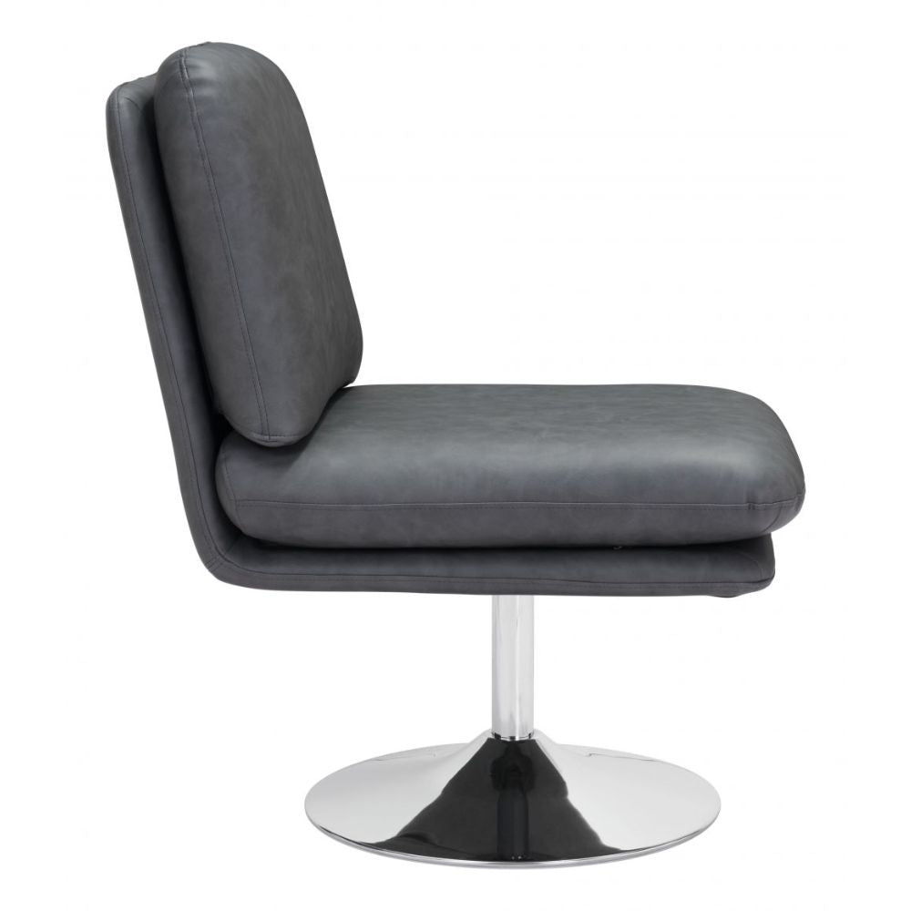 CHAIR ZUO RORY 102056 | Accent Chair | Gray Chrome | 100% Polyurethane | Faux Leather | Inside | Armchair Sofa Recliner Armchair Divan Upholstered Seat Living Room Home Home Waiting Room Office Living Room