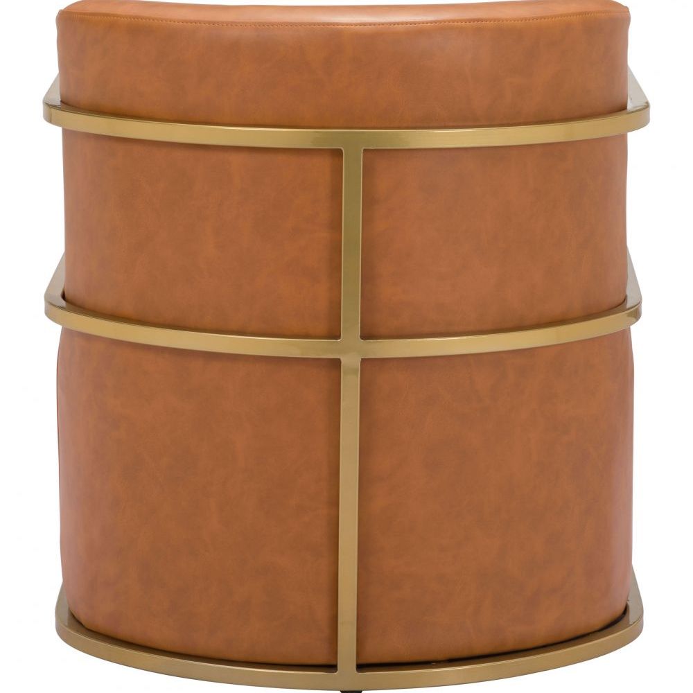 CHAIR ZUO XANDER 102053 | Accent Chair | Brown Gold | 100% Polyurethane | Faux Leather | Interio | Armchair Sofa Recliner Armchair Divan Upholstered Seat Living Room Home Home Waiting Room Office Living Room