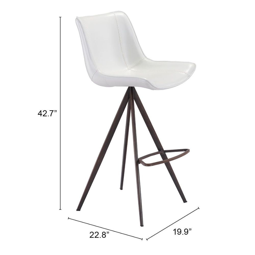 STOOL AKI ZUO 101288| Kitchen Counter Barstool | Walnut Black | 100% Polyurethane | Faux Leather | Inside | Bar Restaurant Cafetería Food Court Bar Breakfast Kitchen Bistro