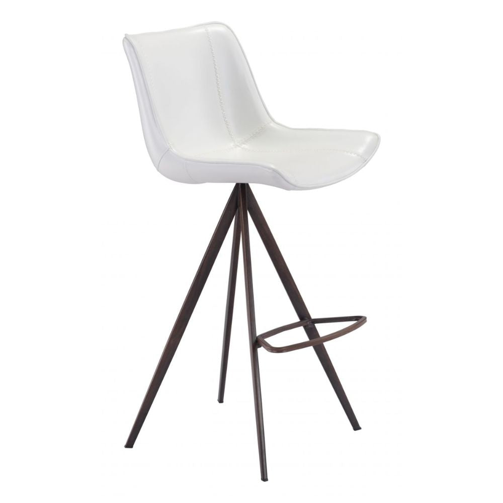 STOOL AKI ZUO 101288| Kitchen Counter Barstool | Walnut Black | 100% Polyurethane | Faux Leather | Inside | Bar Restaurant Cafetería Food Court Bar Breakfast Kitchen Bistro
