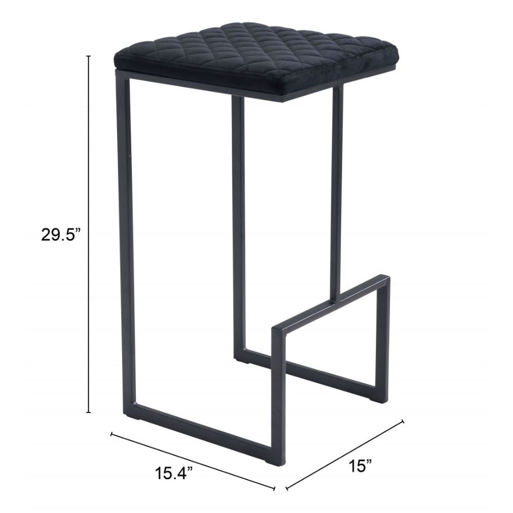 STOOL ZUO ELEMENT 101457 | Counter Stool for Kitchen | Black | 100% Polyester | Fabric Velvet | Inside | Bar Restaurant Cafetería Food Court Bar Breakfast Kitchen Bistro Space