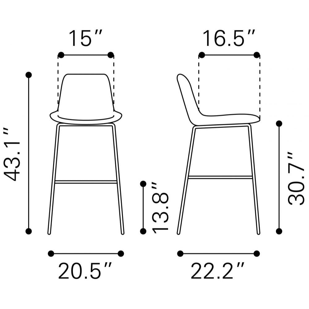 STOOL ZUO TONY 101756 | Barstool for Kitchen and Bar | Gold Gray | 100% Polyester | Fabric Velvet | Inside| Bar Restaurant Cafetería Food Court Bar Breakfast Kitchen Bistro Office Space