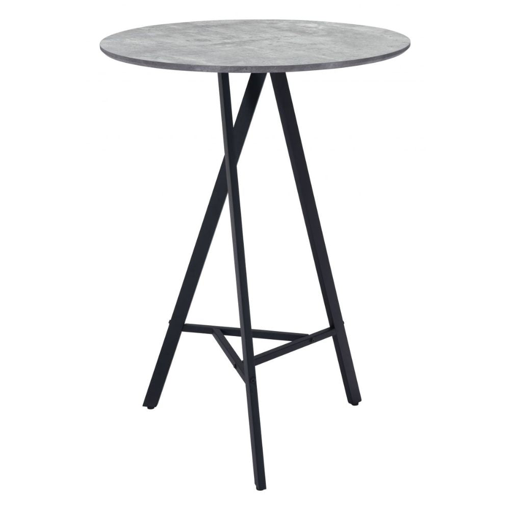TABLE ZUO METZ | Bar Table | Black Gray | Faux Wood MDF | Powder Coated Steel | Inside | Kitchen Living Room Office Bar Area