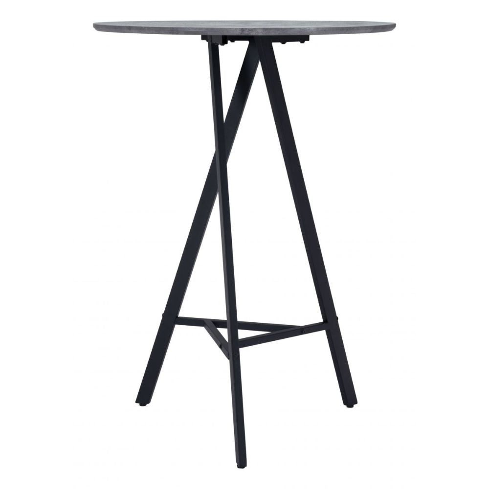 TABLE ZUO METZ | Bar Table | Black Gray | Faux Wood MDF | Powder Coated Steel | Inside | Kitchen Living Room Office Bar Area