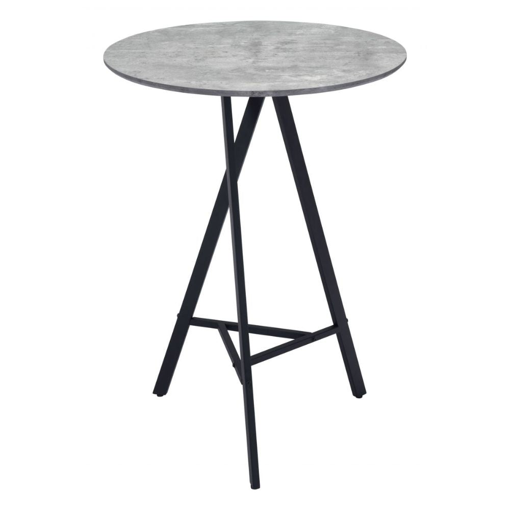 TABLE ZUO METZ | Bar Table | Black Gray | Faux Wood MDF | Powder Coated Steel | Inside | Kitchen Living Room Office Bar Area