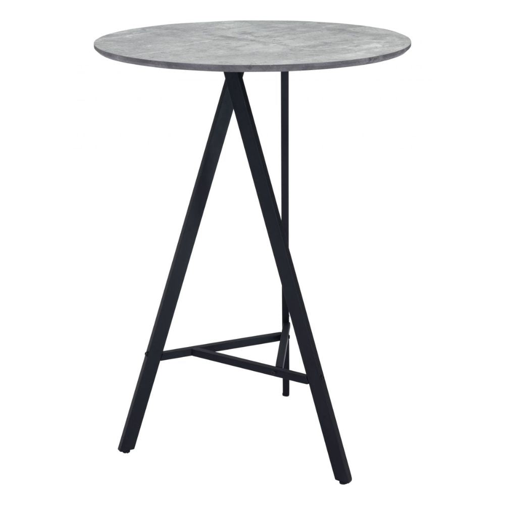 TABLE ZUO METZ | Bar Table | Black Gray | Faux Wood MDF | Powder Coated Steel | Inside | Kitchen Living Room Office Bar Area