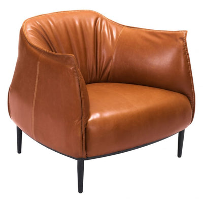 ARMCHAIR ZUO JULIAN ACCENT | Bedroom Living Room Chair | Brown Color | Synthetic Leather | Inside  Armchair Sofa Recliner Armchair Divan Upholstered Seat Living Room Home Home Waiting Room Office Living Room