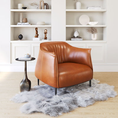 ARMCHAIR ZUO JULIAN ACCENT | Bedroom Living Room Chair | Brown Color | Synthetic Leather | Inside  Armchair Sofa Recliner Armchair Divan Upholstered Seat Living Room Home Home Waiting Room Office Living Room Set