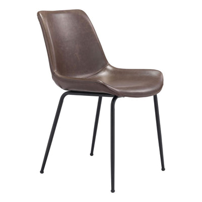 CHAIR BYRON ZUO 101777 | Dining Chair | Brown Black | 100%Polyurethane | Faux Leathert | Inside | Bar Restaurant Cafetería Food Court Bar Breakfast Kitchen Bistro Office Space