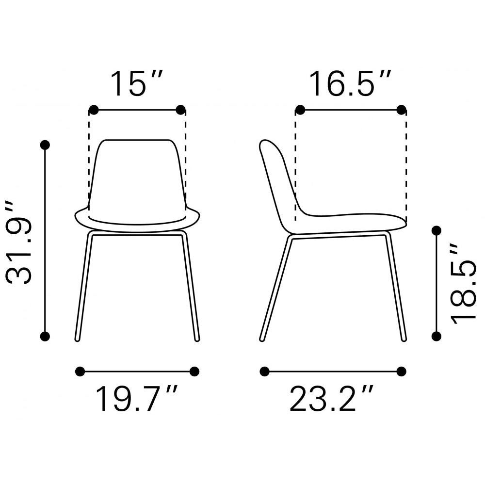 CHAIR BYRON ZUO 101778 | Dining Chair | Gray Black | 100%Polyurethane | Faux Leathert | Inside | Bar Restaurant Cafetería Food Court Bar Breakfast Kitchen Bistro Office Space