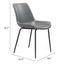 CHAIR BYRON ZUO 101778 | Dining Chair | Gray Black | 100%Polyurethane | Faux Leathert | Inside | Bar Restaurant Cafetería Food Court Bar Breakfast Kitchen Bistro Office Space