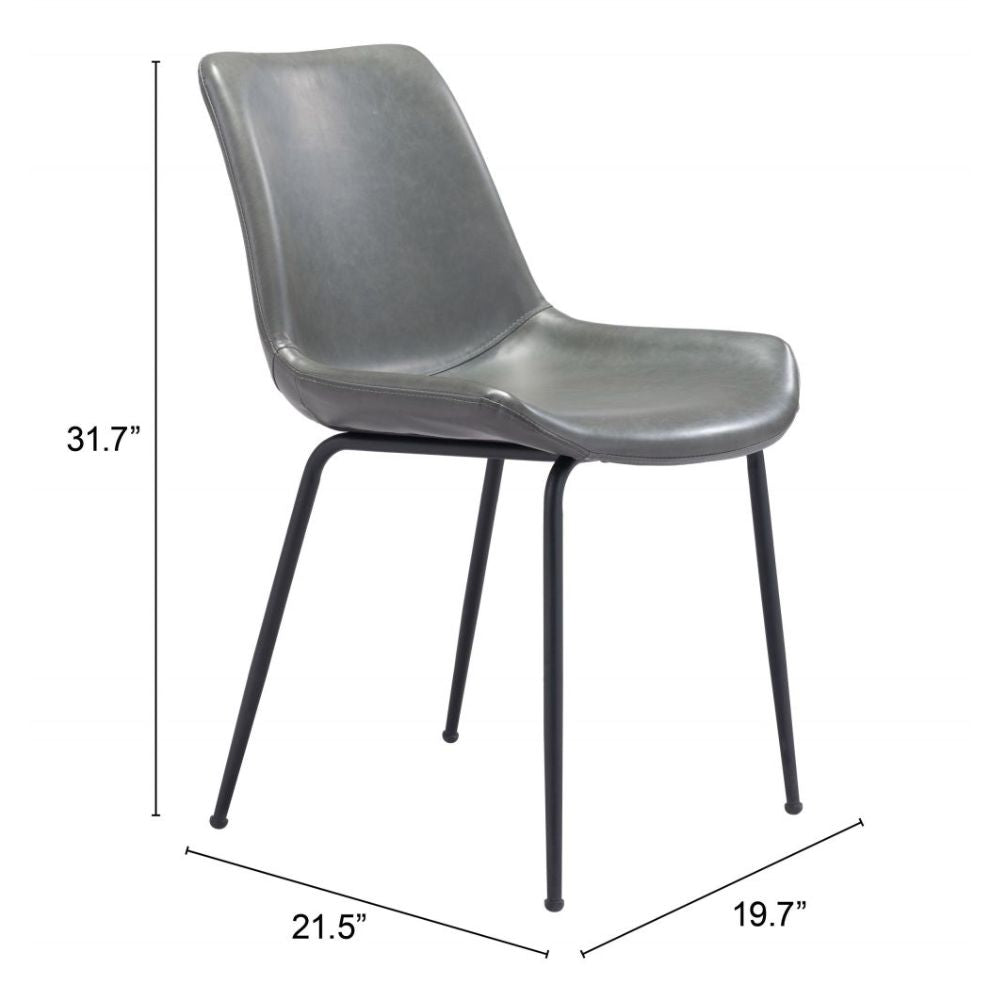 CHAIR BYRON ZUO 101778 | Dining Chair | Gray Black | 100%Polyurethane | Faux Leathert | Inside | Bar Restaurant Cafetería Food Court Bar Breakfast Kitchen Bistro Office Space