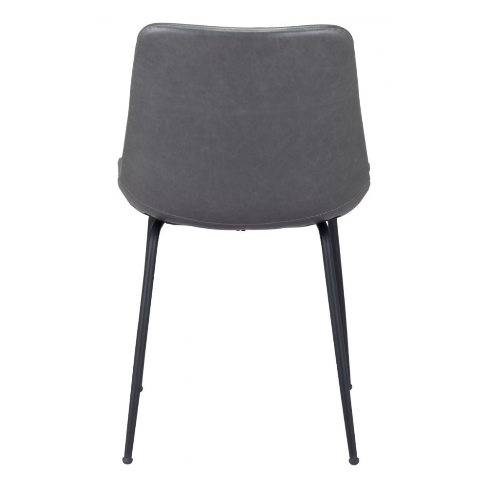 CHAIR BYRON ZUO 101778 | Dining Chair | Gray Black | 100%Polyurethane | Faux Leathert | Inside | Bar Restaurant Cafetería Food Court Bar Breakfast Kitchen Bistro Office Space