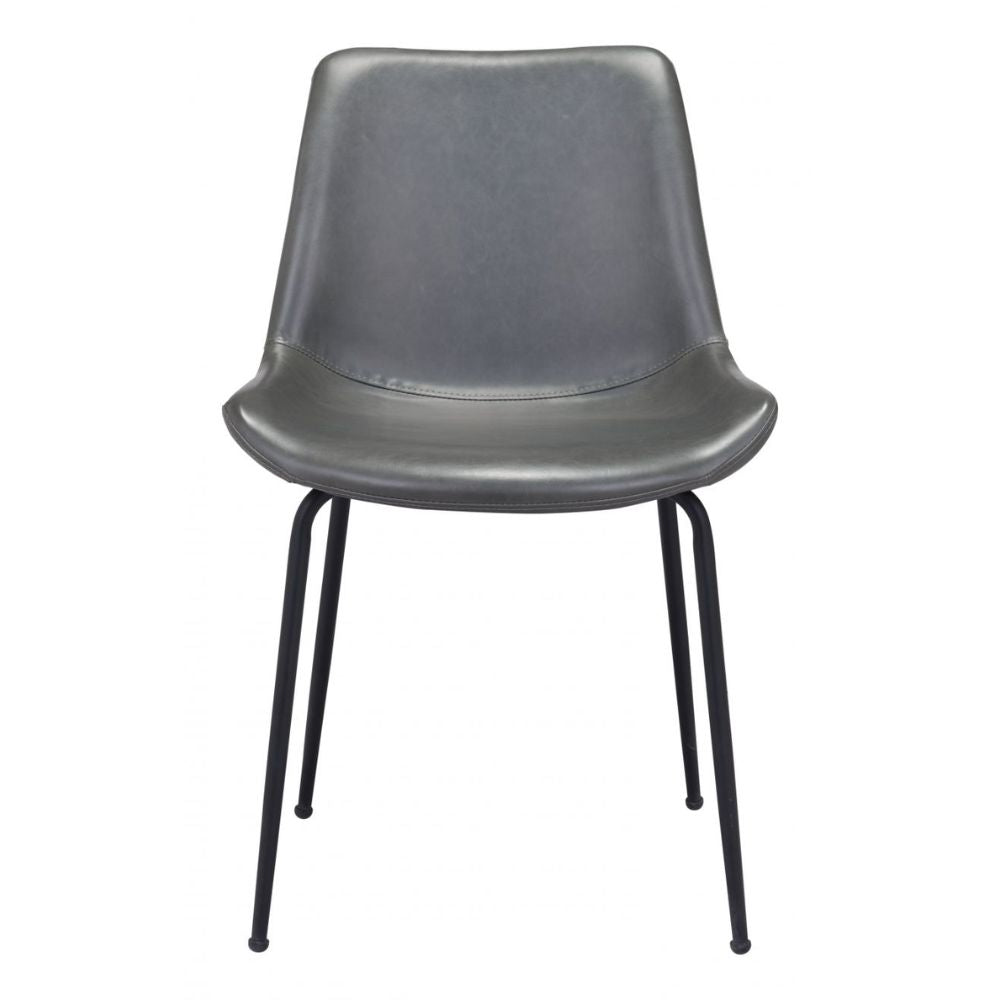 CHAIR BYRON ZUO 101778 | Dining Chair | Gray Black | 100%Polyurethane | Faux Leathert | Inside | Bar Restaurant Cafetería Food Court Bar Breakfast Kitchen Bistro Office Space