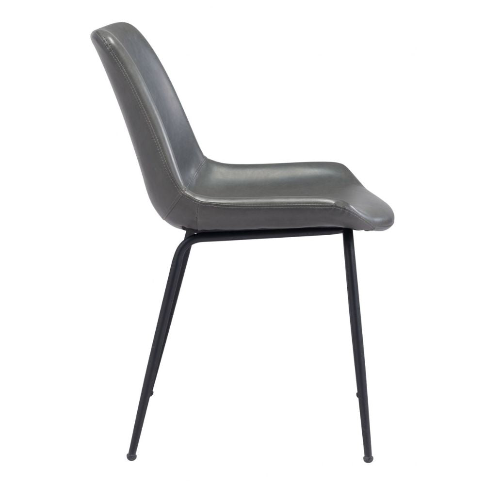 CHAIR BYRON ZUO 101778 | Dining Chair | Gray Black | 100%Polyurethane | Faux Leathert | Inside | Bar Restaurant Cafetería Food Court Bar Breakfast Kitchen Bistro Office Space