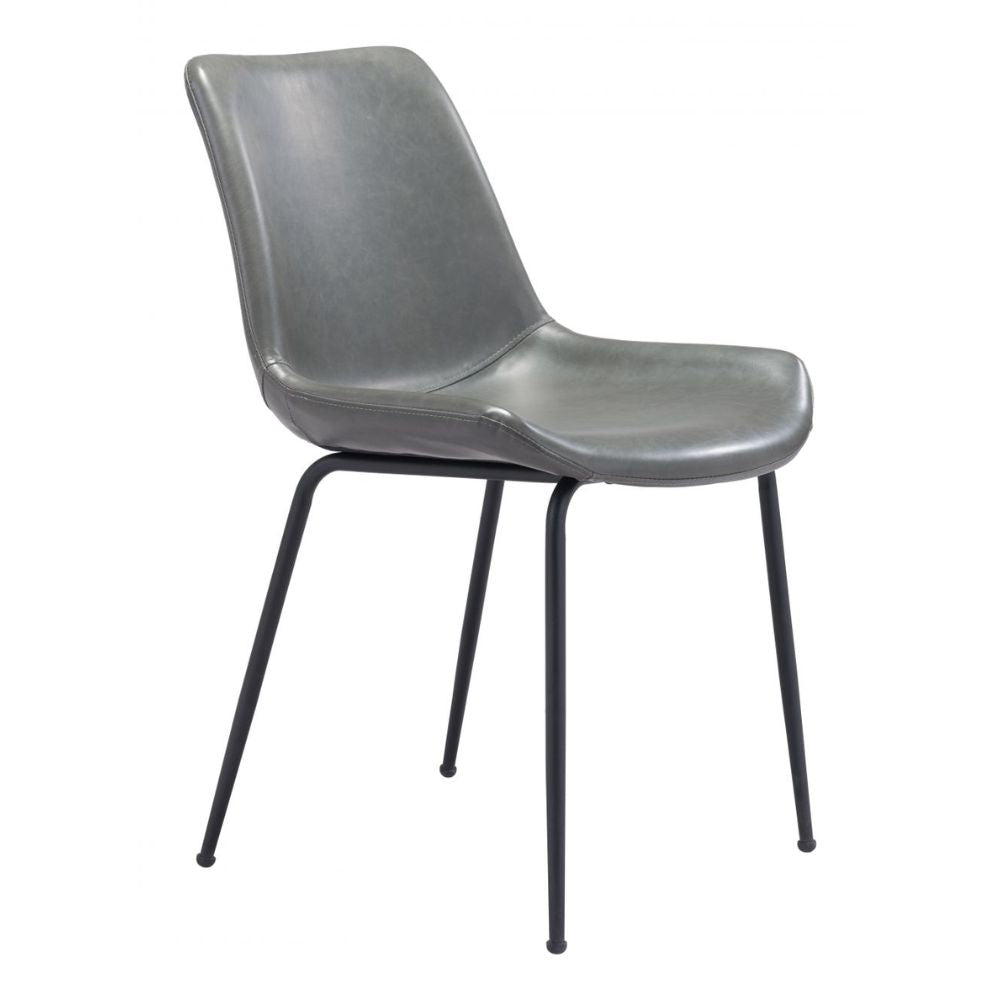 CHAIR BYRON ZUO 101778 | Dining Chair | Gray Black | 100%Polyurethane | Faux Leathert | Inside | Bar Restaurant Cafetería Food Court Bar Breakfast Kitchen Bistro Office Space