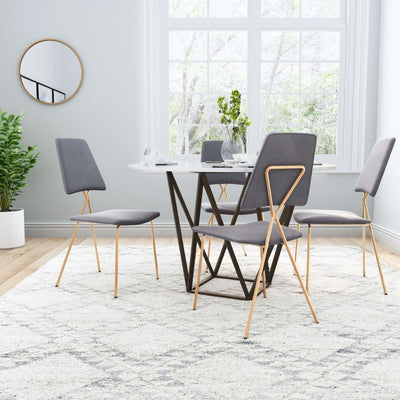 CHAIR ZUO CHLOE 101463 | Dining Chair | Gold Gray | 100% Polyester | Fabric, Velvet | Inside | Use Interior Department Room Department Accommodation Studio Decoration Interiors Home Habitacion Dinner Room Set