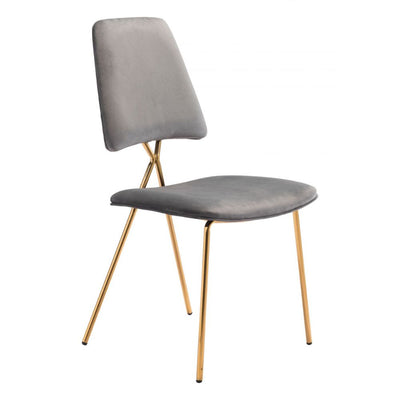 CHAIR ZUO CHLOE 101463 | Dining Chair | Gold Gray | 100% Polyester | Fabric, Velvet | Inside | Use Interior Department Room Department Accommodation Studio Decoration Interiors Home Habitacion Dinner Room