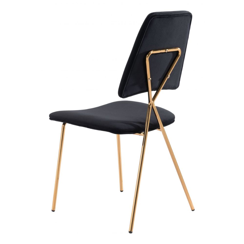 CHAIR ZUO CHLOE 101464 | Dining Chair | Black Gold | 100% Polyester | Fabric, Velvet | Inside | Use Interior Department Room Department Accommodation Studio Decoration Interiors Home Habitacion Dinner Room