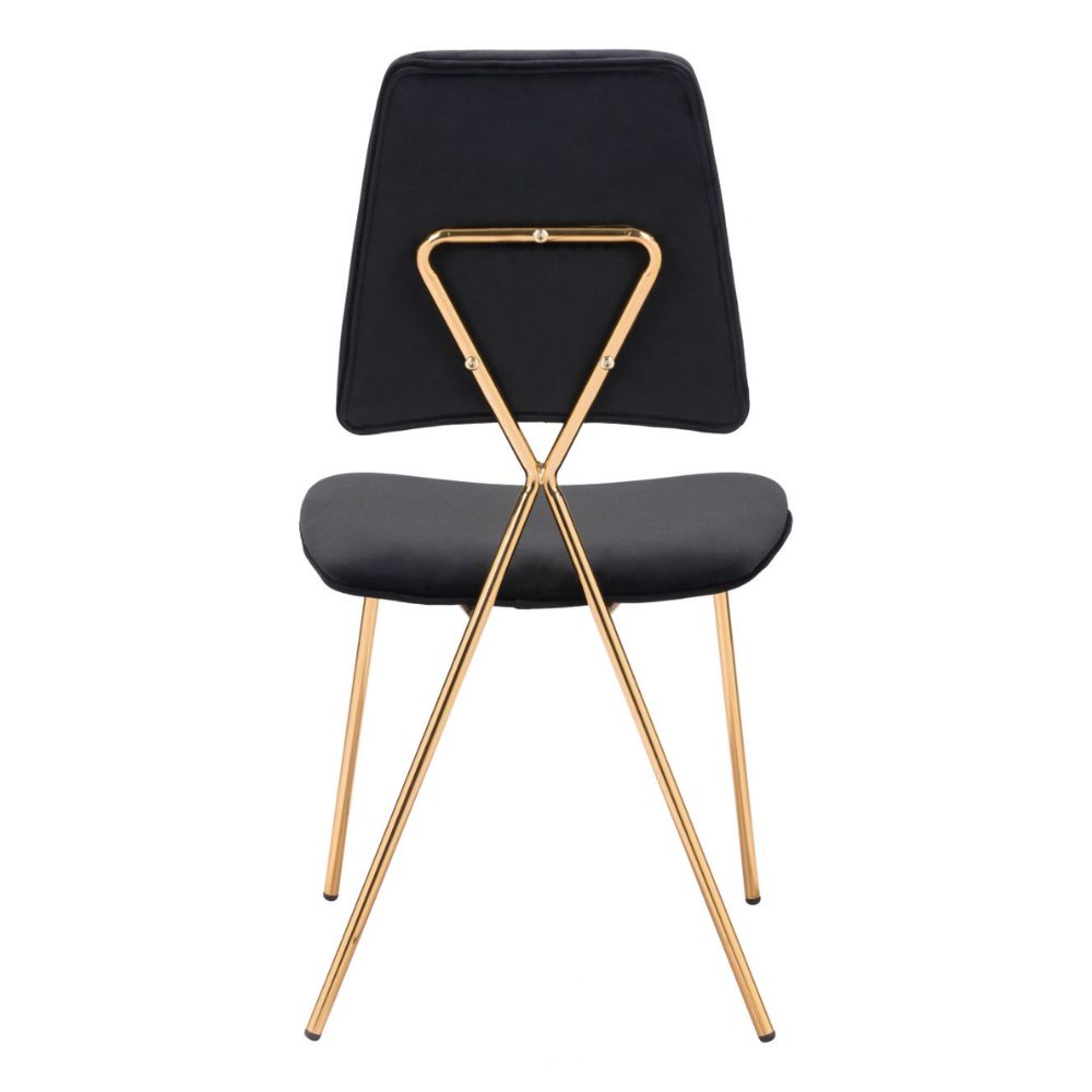 CHAIR ZUO CHLOE 101464 | Dining Chair | Black Gold | 100% Polyester | Fabric, Velvet | Inside | Use Interior Department Room Department Accommodation Studio Decoration Interiors Home Habitacion Dinner Room