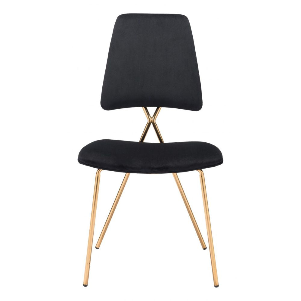 CHAIR ZUO CHLOE 101464 | Dining Chair | Black Gold | 100% Polyester | Fabric, Velvet | Inside | Use Interior Department Room Department Accommodation Studio Decoration Interiors Home Habitacion Dinner Room