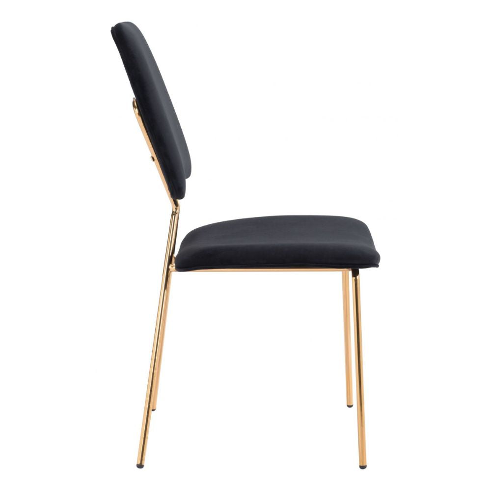 CHAIR ZUO CHLOE 101464 | Dining Chair | Black Gold | 100% Polyester | Fabric, Velvet | Inside | Use Interior Department Room Department Accommodation Studio Decoration Interiors Home Habitacion Dinner Room