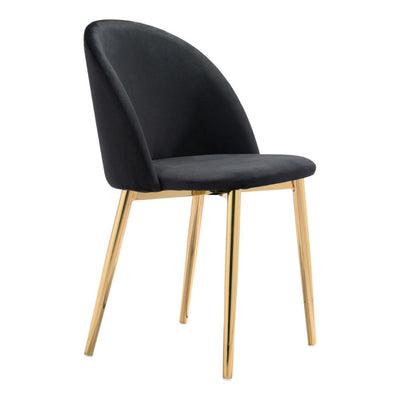 CHAIR ZUO COZY 101556 | Dining Chair | Black | Gold | 100% Polyester | Fabric | Velvet | Inside | Use Interior Department Room Department Accommodation Studio Decoration Interiors Home Habitacion Dinner Room