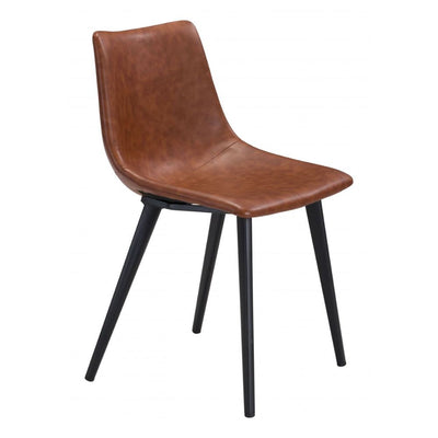 CHAIR ZUO DANIEL 101947 | Dining Chair | Brown Black | 100%Polyurethane | Faux Leather | Inside | Bar Restaurant Cafetería Food Court Bar Breakfast Kitchen Bistro Office Space