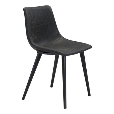 CHAIR ZUO DANIEL 101948 | Dining Chair | Black Black | 100%Polyurethane | Faux Leather | Inside | Bar Restaurant Cafetería Food Court Bar Breakfast Kitchen Bistro Office Space