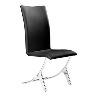 CHAIR ZUO DELFIN 102101 | Dining Chair | Black Chrome | 100% Polyurethane | Faux Leather | Inside | Use Interior Department Room Department Accommodation Studio Decoration Interiors Home Dinner Room