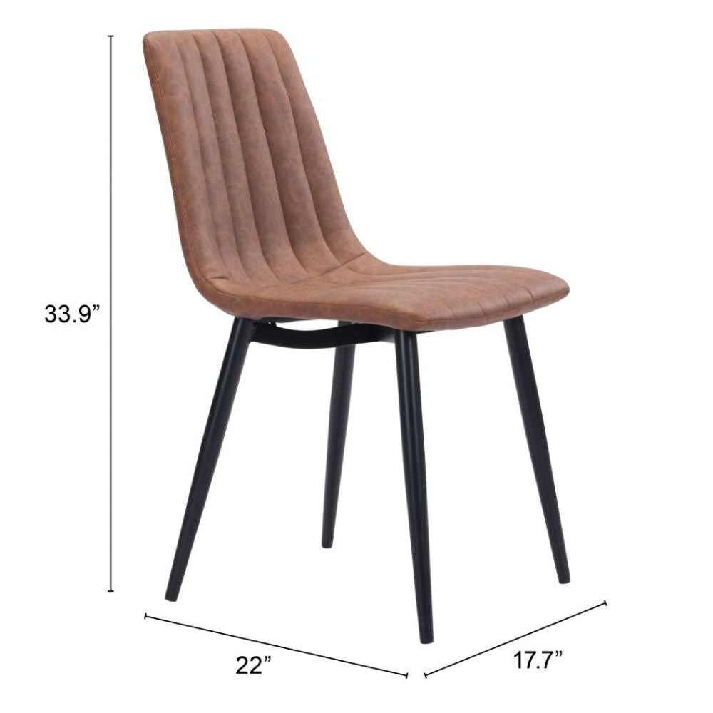CHAIR ZUO DOLCE 101553 | Vintage Dining Chair |Brown  Black | 100% Polyurethane | Faux Leather | Inside | Use Interior Department Room Department Accommodation Studio Decoration Interiors Home Habitacion Dinner Room