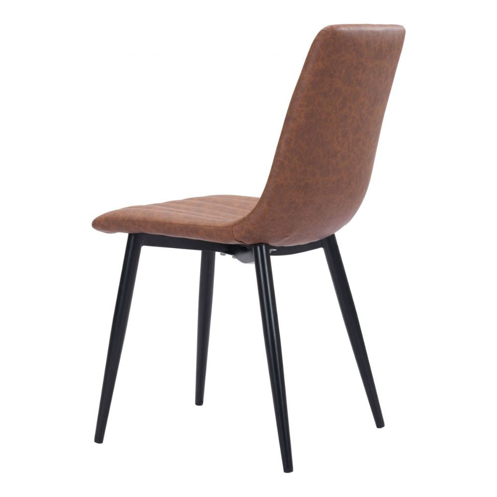 CHAIR ZUO DOLCE 101553 | Vintage Dining Chair |Brown  Black | 100% Polyurethane | Faux Leather | Inside | Use Interior Department Room Department Accommodation Studio Decoration Interiors Home Habitacion Dinner Room