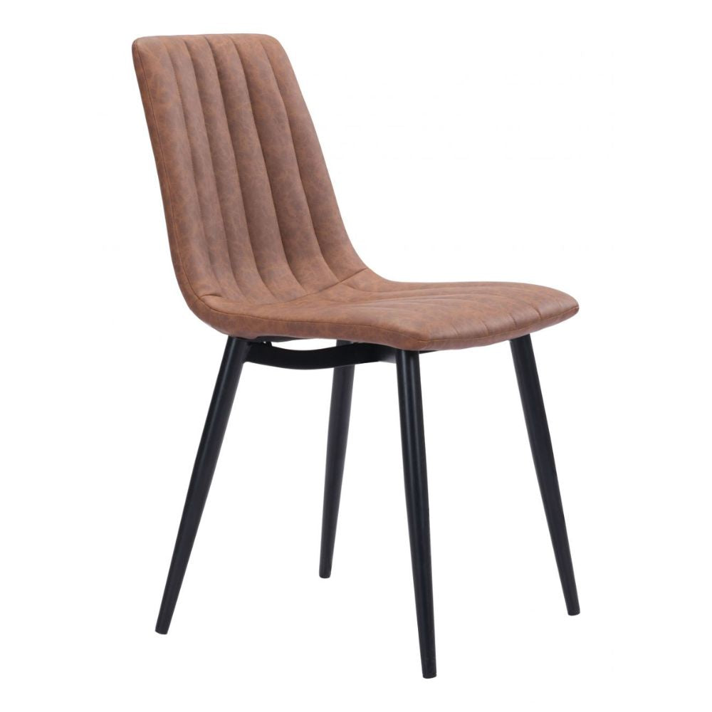 CHAIR ZUO DOLCE 101553 | Vintage Dining Chair |Brown  Black | 100% Polyurethane | Faux Leather | Inside | Use Interior Department Room Department Accommodation Studio Decoration Interiors Home Habitacion Dinner Room
