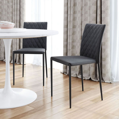 CHAIR ZUO HARVE 101901 | Dining Chair | Gray Black | 100% Polyurethane | Faux Leather | Powder Coated Steel | Inside | Use Interior Department Room Department Accommodation Studio Decoration Interiors Home Habitacion Dinner Room Set