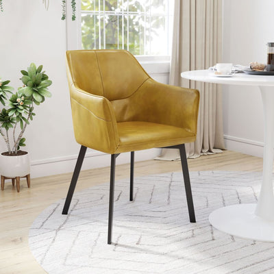 CHAIR ZUO LOIRET 101903 | Dining Chair | Brown Yellow Black | 100% Polyurethane | Faux Leather | Powder Coated Steel | Inside | Use Interior Department Room Department Accommodation Studio Decoration Interiors Home Habitacion Dinner Room Set