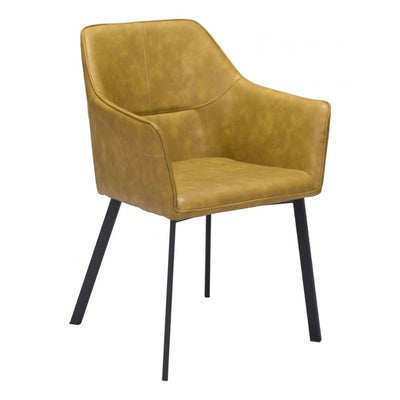 CHAIR ZUO LOIRET 101903 | Dining Chair | Brown Yellow Black | 100% Polyurethane | Faux Leather | Powder Coated Steel | Inside | Use Interior Department Room Department Accommodation Studio Decoration Interiors Home Habitacion Dinner Room