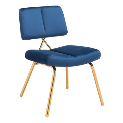 CHAIR  ZUO NICOLE 101965 | Dining Chair | Gold Blue | 100% Polyester | Fabric Velvet | Inside