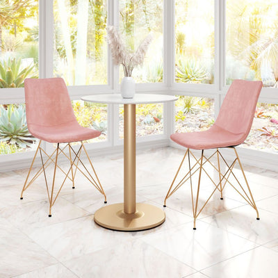 CHAIR ZUO PARKER 101712 | Dining Chair | Gold Pink | 100% Polyester | Fabric Velvet | Inside | Use Interior Department Room Department Accommodation Studio Decoration Interiors Home Habitacion Dinner Room Set