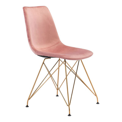 CHAIR ZUO PARKER 101712 | Dining Chair | Gold Pink | 100% Polyester | Fabric Velvet | Inside | Use Interior Department Room Department Accommodation Studio Decoration Interiors Home Habitacion Dinner Room